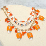 Football Charm Embellished GAME DAY Heishi Beaded Layered Necklace - Madeline Love - Flyclothing LLC