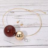Bold Resin Metal Ball Beaded Statement Choker Necklace - Madeline Love - Flyclothing LLC