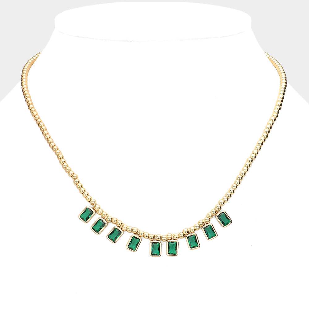 Rectangle Stone Necklace - Madeline Love - Flyclothing LLC