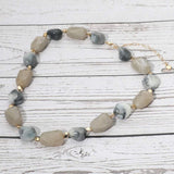 Chunky Faceted Marbled Resin Pebble Beaded Statement Necklace - Madeline Love - Flyclothing LLC