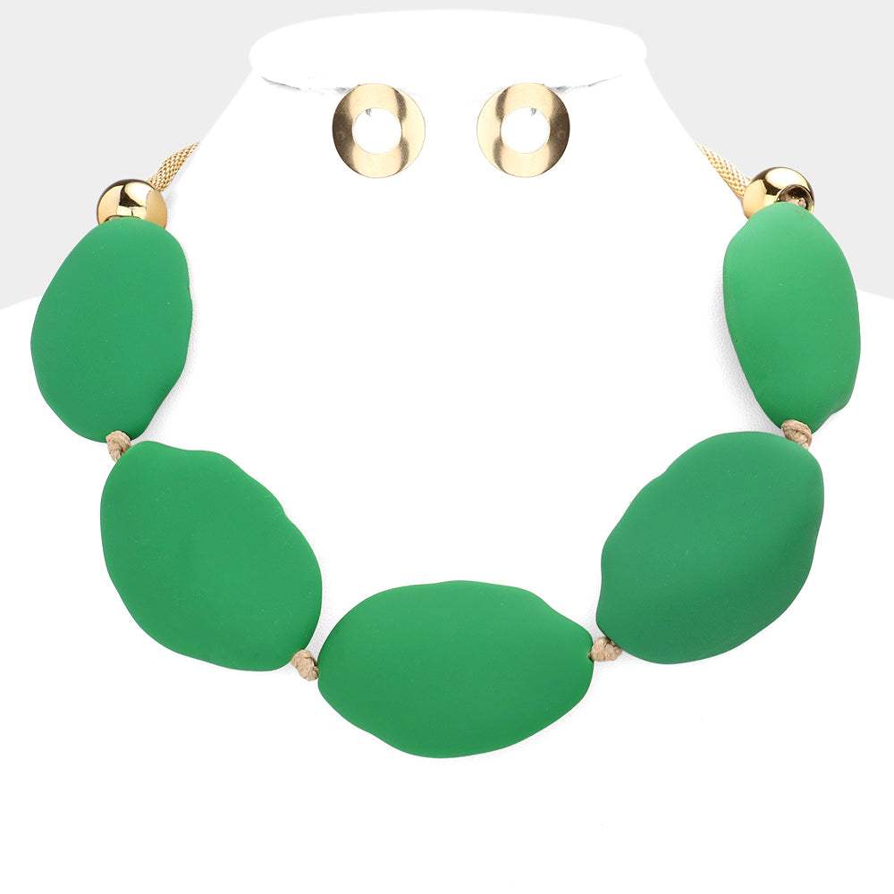 Irregular Colored Oval Collar Necklace - Madeline Love - Flyclothing LLC