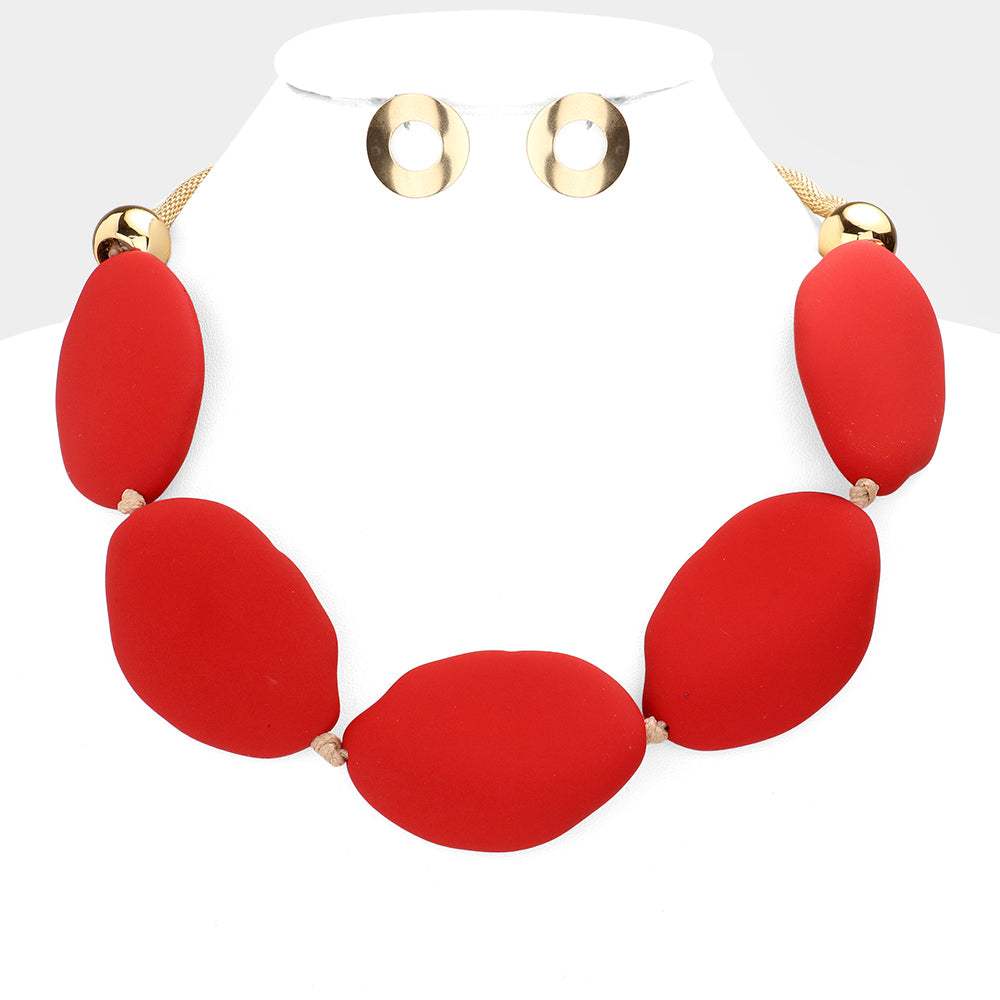Irregular Colored Oval Collar Necklace - Madeline Love - Flyclothing LLC