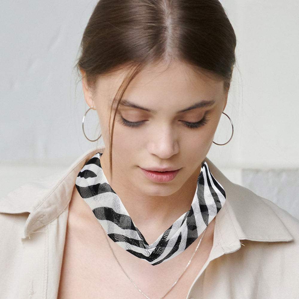 Zebra Patterned Fabric Chiffon Necklace - Madeline Love - Flyclothing LLC