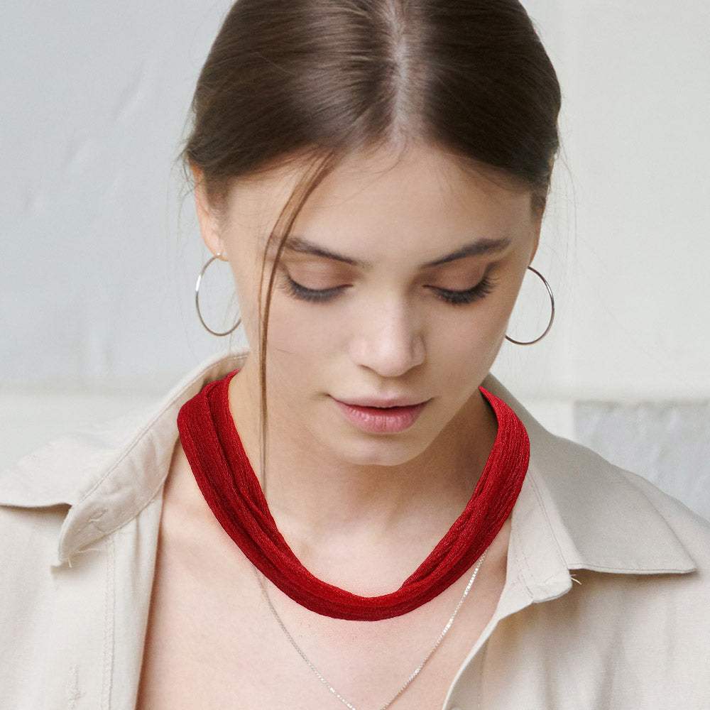 Shiny Fabric Chiffon Scarf Necklace - Madeline Love - Flyclothing LLC