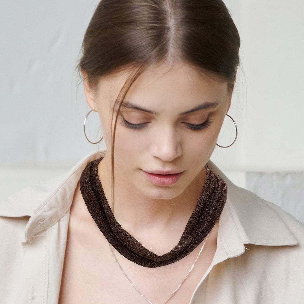 Shiny Fabric Chiffon Scarf Necklace - Madeline Love - Flyclothing LLC