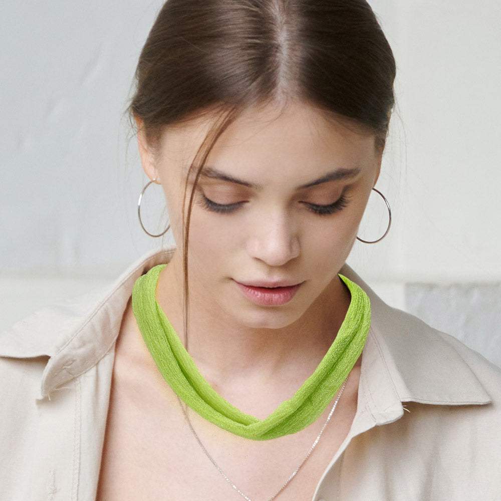 Shiny Fabric Chiffon Scarf Necklace - Madeline Love - Flyclothing LLC