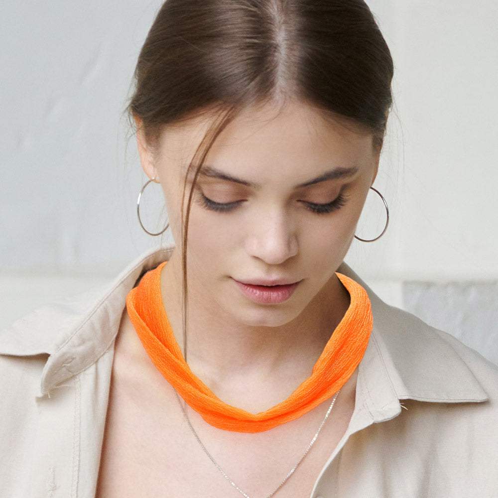Shiny Fabric Chiffon Scarf Necklace - Madeline Love - Flyclothing LLC