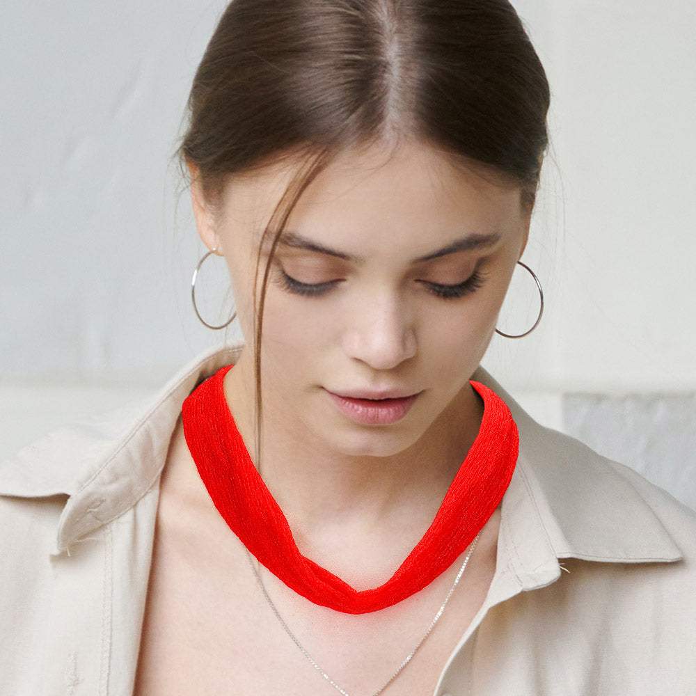 Shiny Fabric Chiffon Scarf Necklace - Madeline Love - Flyclothing LLC