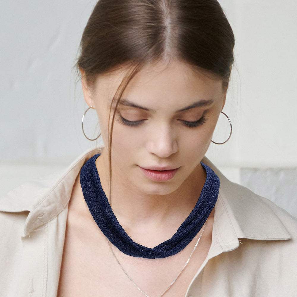 Shiny Fabric Chiffon Scarf Necklace - Madeline Love - Flyclothing LLC