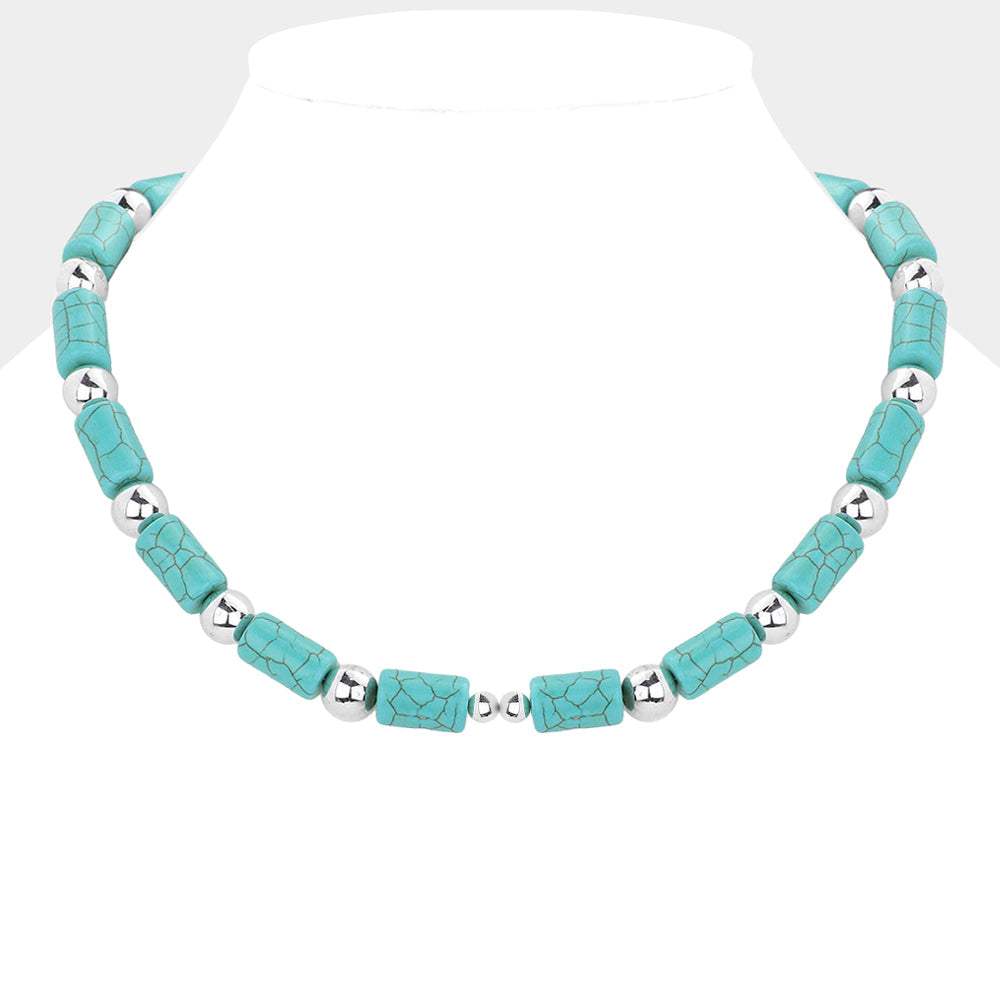 Bead Accented Turquoise Necklace - Madeline Love - Flyclothing LLC