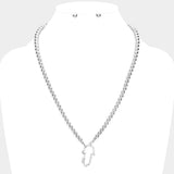 Rhinestone Embellished Hamsa Hand Pendant Necklace - Madeline Love - Flyclothing LLC