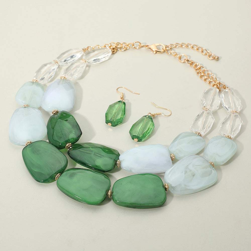 Chunky Abstract Resin Beaded Layered Statement Necklace - Madeline Love - Flyclothing LLC
