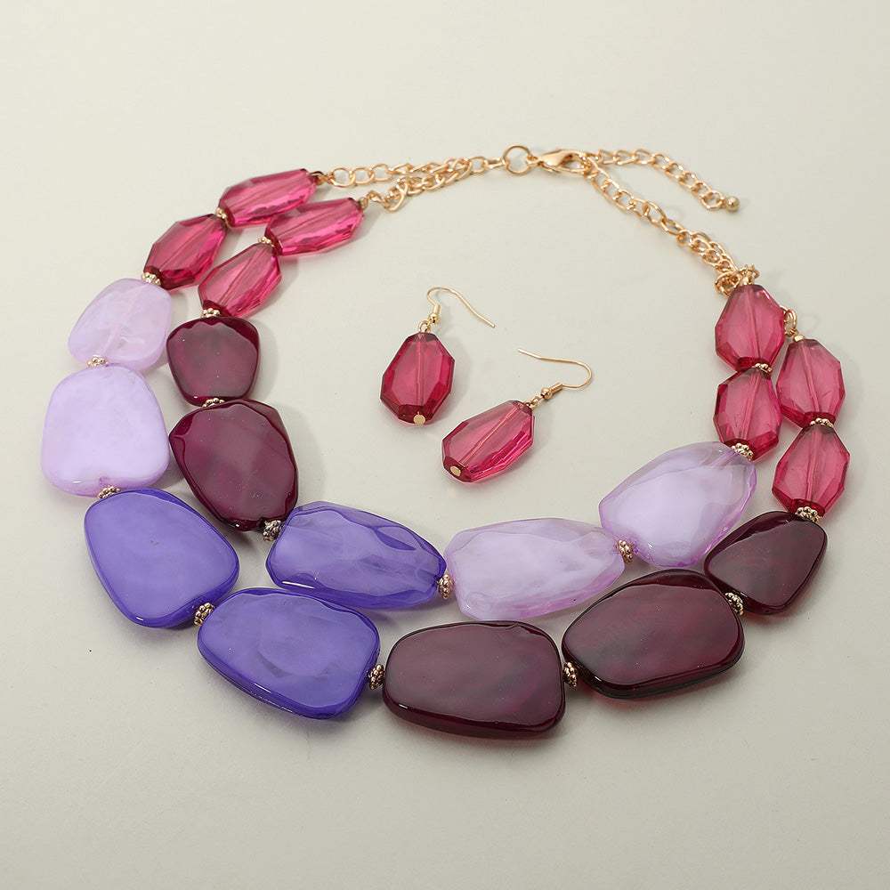 Chunky Abstract Resin Beaded Layered Statement Necklace - Madeline Love - Flyclothing LLC