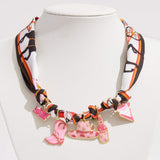 Enamel Western Theme Charm Station Fabric Scarf Necklace Adjustable Bracelet Bag Charm - Madeline Love - Flyclothing LLC