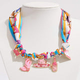 Enamel Western Theme Charm Station Fabric Scarf Necklace Adjustable Bracelet Bag Charm - Madeline Love - Flyclothing LLC