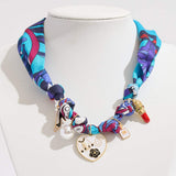 Fashion Item Pearl Charm Station Fabric Scarf Necklace Adjustable Bracelet Bag Charm - Madeline Love - Flyclothing LLC