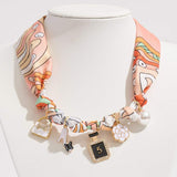 Fashion Item Pearl Charm Station Fabric Scarf Necklace Adjustable Bracelet Bag Charm - Madeline Love - Flyclothing LLC