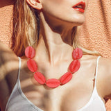 Celluloid Acetate Bold Geometric Flower Bud Beaded Statement Necklace - Madeline Love - Flyclothing LLC