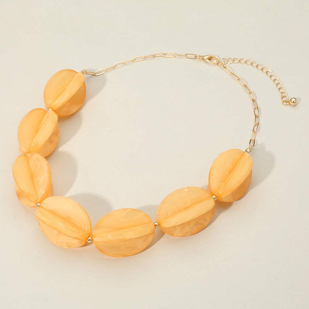 Celluloid Acetate Bold Geometric Flower Bud Beaded Statement Necklace - Madeline Love - Flyclothing LLC