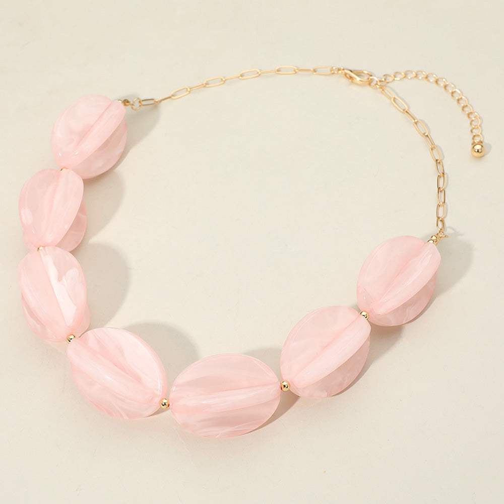 Celluloid Acetate Bold Geometric Flower Bud Beaded Statement Necklace - Madeline Love - Flyclothing LLC