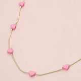 Flat Heart Charm Station Necklace - Madeline Love - Flyclothing LLC