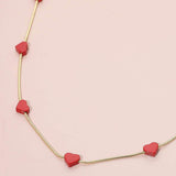 Flat Heart Charm Station Necklace - Madeline Love - Flyclothing LLC