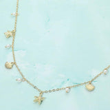 Starfish Shell PEarl Charm Station Necklace - Madeline Love - Flyclothing LLC