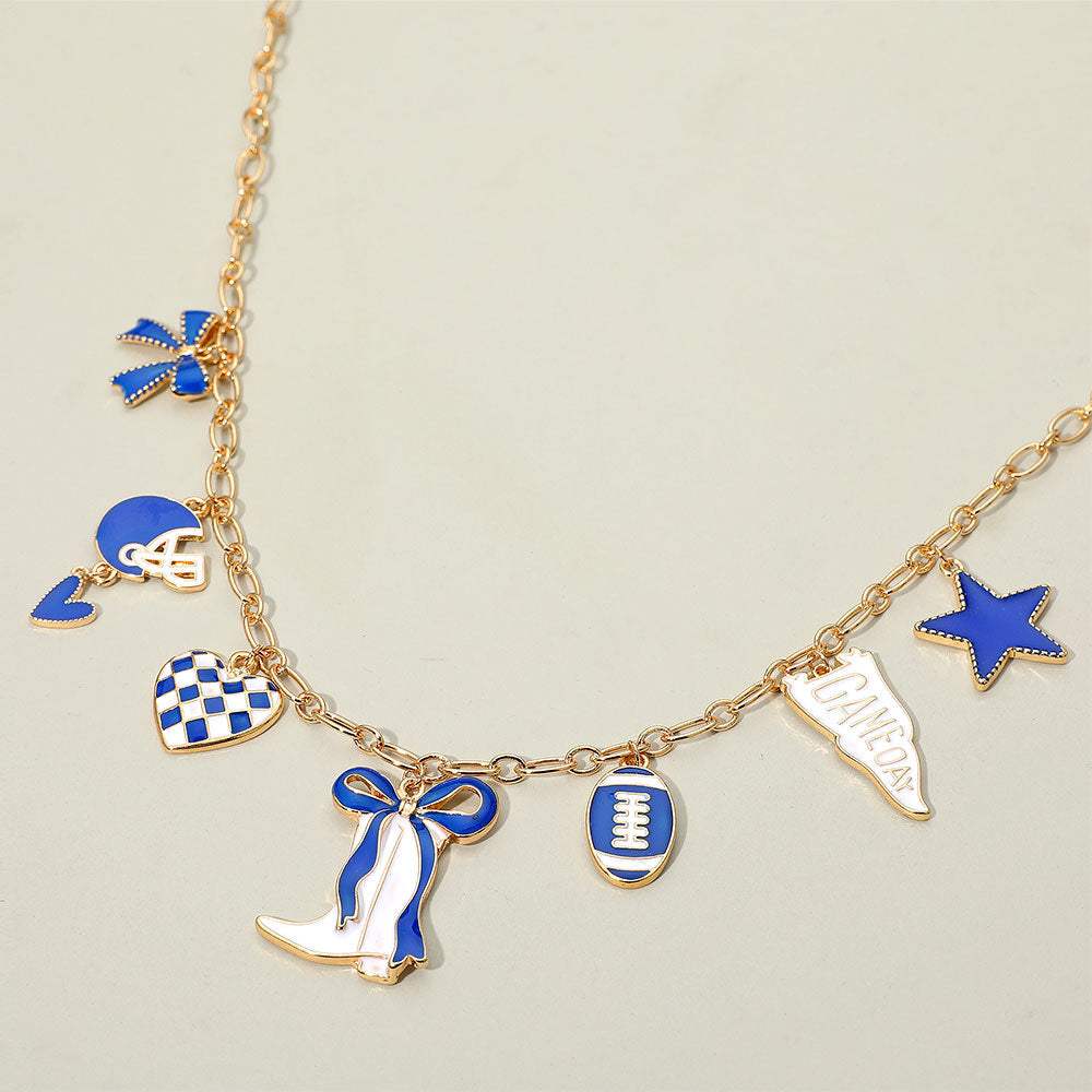 Game Day Football Theme Charm Station Necklace - Madeline Love - Flyclothing LLC
