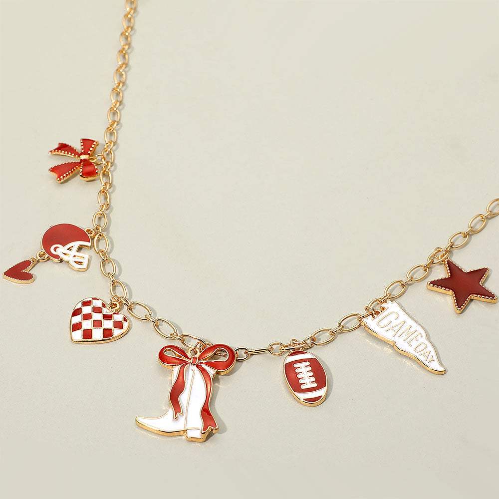 Game Day Football Theme Charm Station Necklace - Madeline Love - Flyclothing LLC
