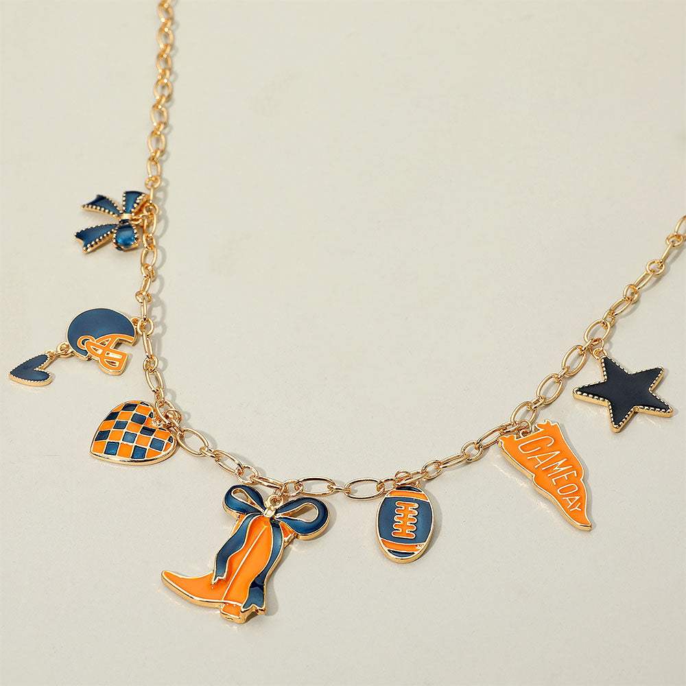 Game Day Football Theme Charm Station Necklace - Madeline Love - Flyclothing LLC