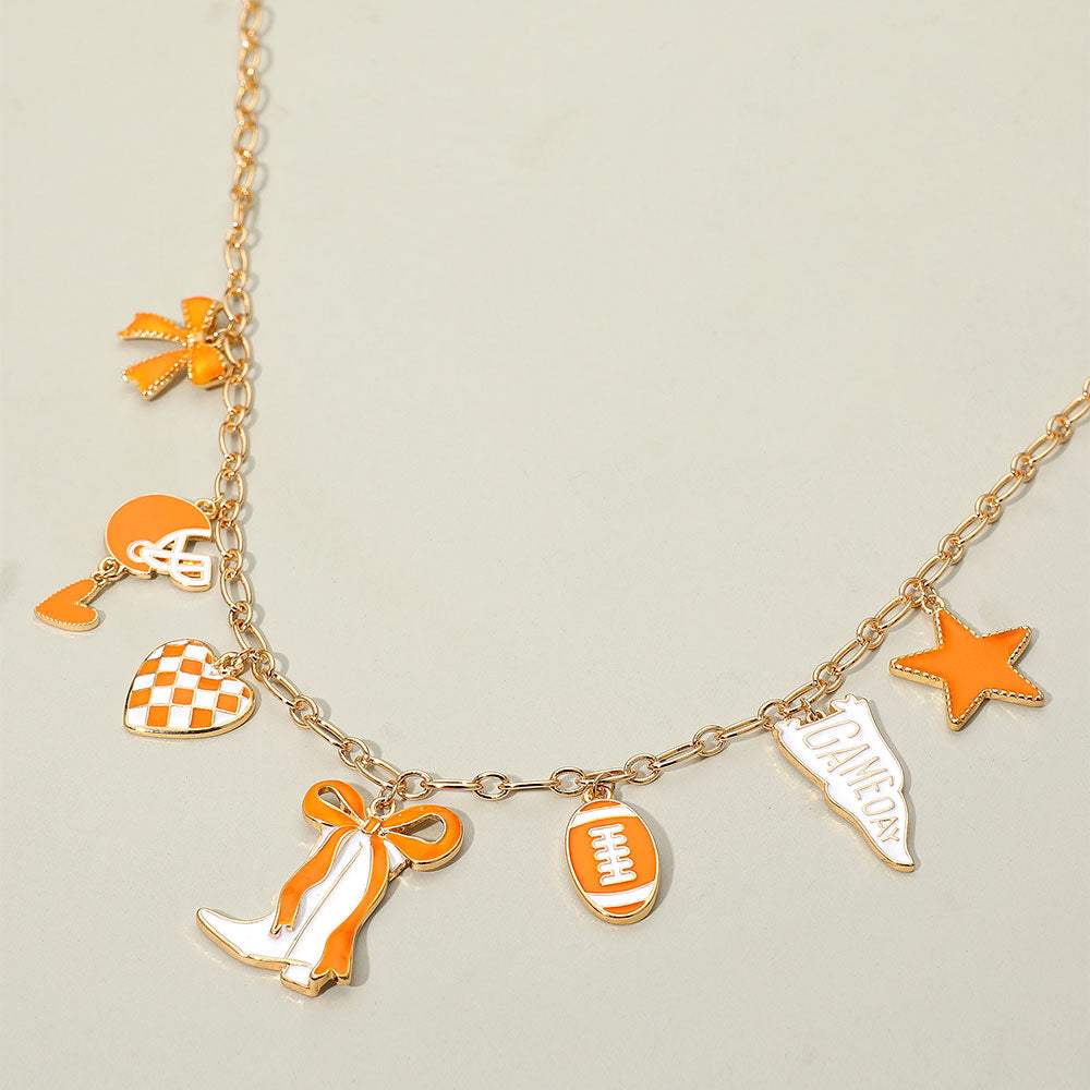 Game Day Football Theme Charm Station Necklace - Madeline Love - Flyclothing LLC