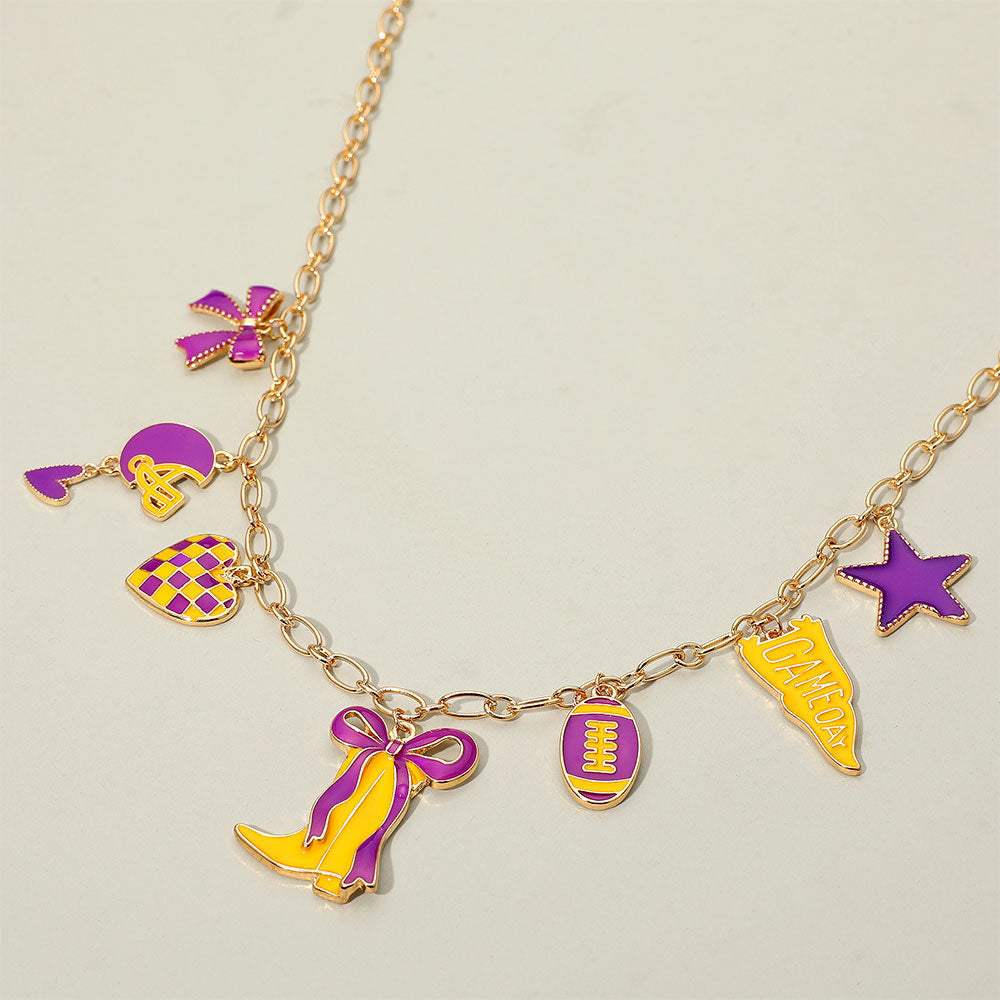 Game Day Football Theme Charm Station Necklace - Madeline Love - Flyclothing LLC