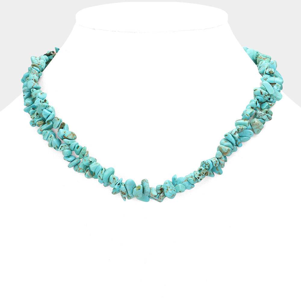 Natural Stone Double Layered Necklace - Madeline Love - Flyclothing LLC