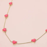 Enamel Heart Charm Station Necklace - Madeline Love - Flyclothing LLC