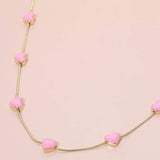Enamel Heart Charm Station Necklace - Madeline Love - Flyclothing LLC