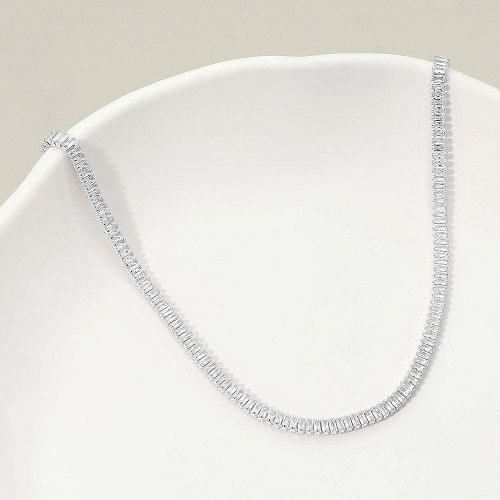 18K Gold Dipped Baguette Tennis Chain Necklace - Madeline Love - Flyclothing LLC