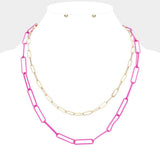 2PCS - Colored Open Metal Oval Link Necklaces - Madeline Love - Flyclothing LLC