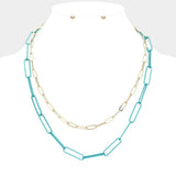2PCS - Colored Open Metal Oval Link Necklaces - Madeline Love - Flyclothing LLC