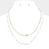 2PCS - Colored Open Metal Oval Link Necklaces - Madeline Love - Flyclothing LLC
