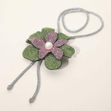 Pearl Centered Bling Studded Flower Pointed Bolo Tie Necklace - Madeline Love - Flyclothing LLC