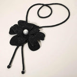 Pearl Centered Bling Studded Flower Pointed Bolo Tie Necklace - Madeline Love - Flyclothing LLC