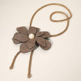 Pearl Centered Bling Studded Flower Pointed Bolo Tie Necklace - Madeline Love - Flyclothing LLC