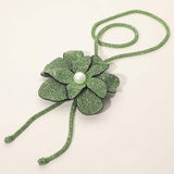 Pearl Centered Bling Studded Flower Pointed Bolo Tie Necklace - Madeline Love - Flyclothing LLC