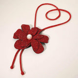 Pearl Centered Bling Studded Flower Pointed Bolo Tie Necklace - Madeline Love - Flyclothing LLC
