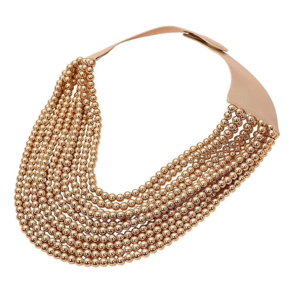 Multi Layered Pearl Beaded Magnetic Statement Collar Necklace - Madeline Love - Flyclothing LLC