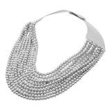 Multi Layered Pearl Beaded Magnetic Statement Collar Necklace - Madeline Love - Flyclothing LLC