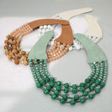 Layered Natural Stone Faceted Beaded Magnetic Collar Necklace - Madeline Love - Flyclothing LLC