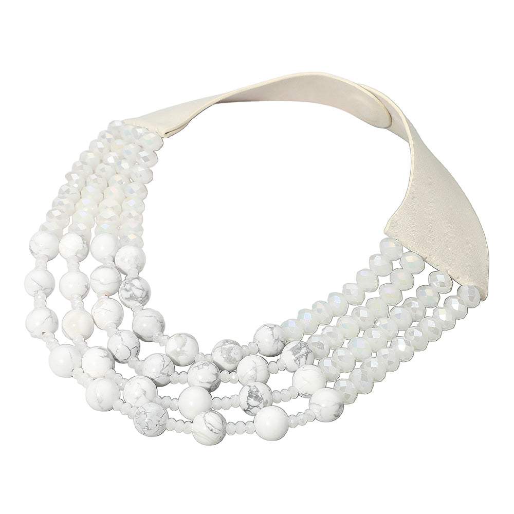 Layered Natural Stone Faceted Beaded Magnetic Collar Necklace - Madeline Love - Flyclothing LLC