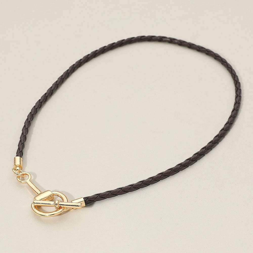 Meal Horsebit Toggle Accent Braided Cord Necklace - Madeline Love - Flyclothing LLC