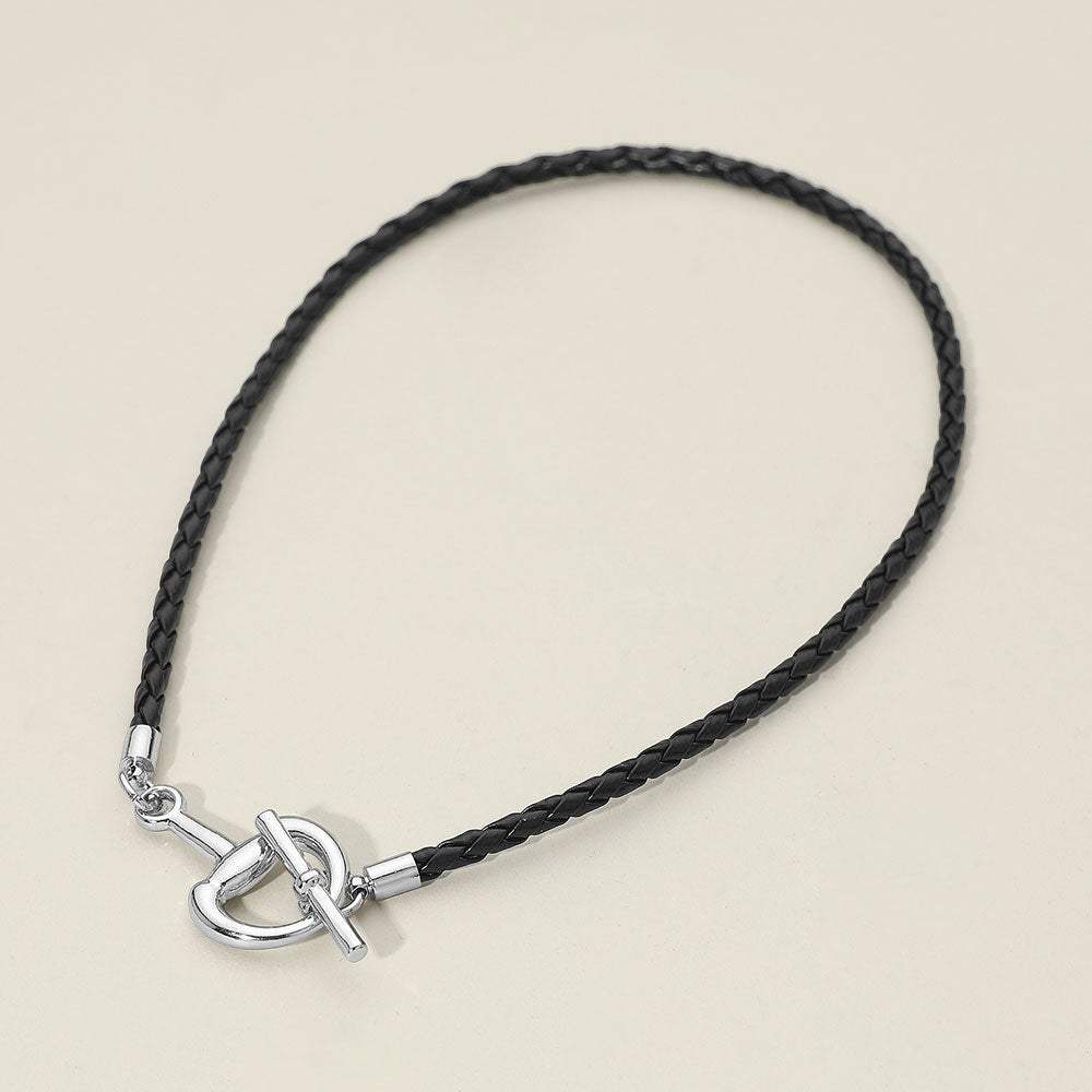 Meal Horsebit Toggle Accent Braided Cord Necklace - Madeline Love - Flyclothing LLC